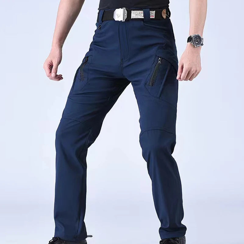 Mens Spring Autumn Running Climbing Trekking Sharkskin Elastic Hiking City Cargo Pants Hunting Camping Tatical Military Trousers