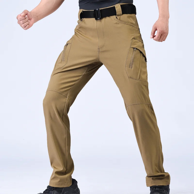 Men M-5XL Autumn Spring Sharskin Elastic Camping Hiking Trekking Finshing Hunting Pants Outdoor Cycling Tactical Cargo Trousers