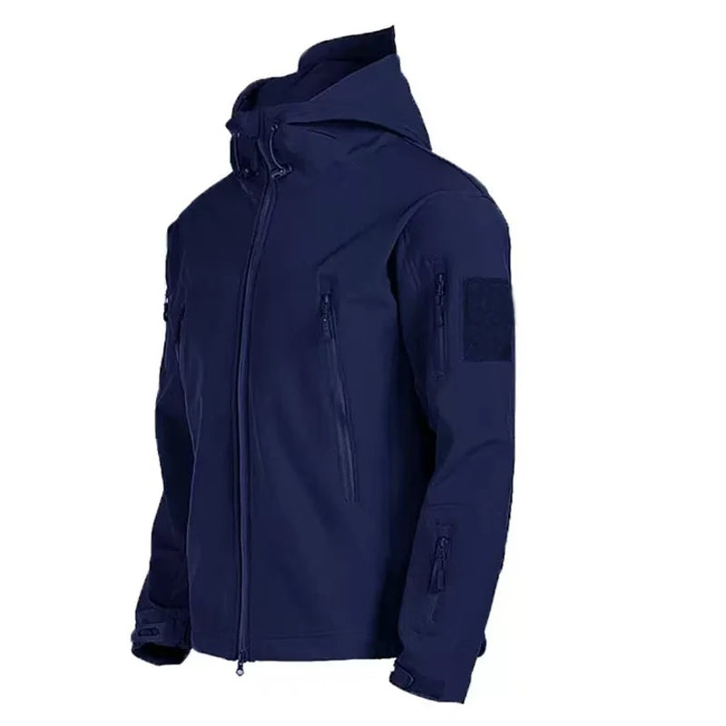 Men Military Tactical Winter Autumn Warm Sharkskin Fleece Hood Cargo Jackets Camping Hiking Climbing Hunting Outdoor Waterproof