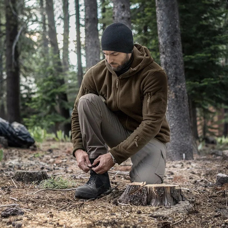 Men's Tactical Fleece Jackets Work Coats Hooded Safari Coats Outdoor Warm Camping Climbing Fishing Hiking Trekking Windbreaker