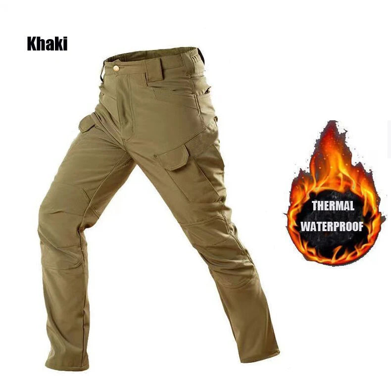Men Military Autumn Winter Sharkskin Elastic Camping Hiking Trekking Climbing Hunting Pants Outdoor Tactical Cargo Trousers