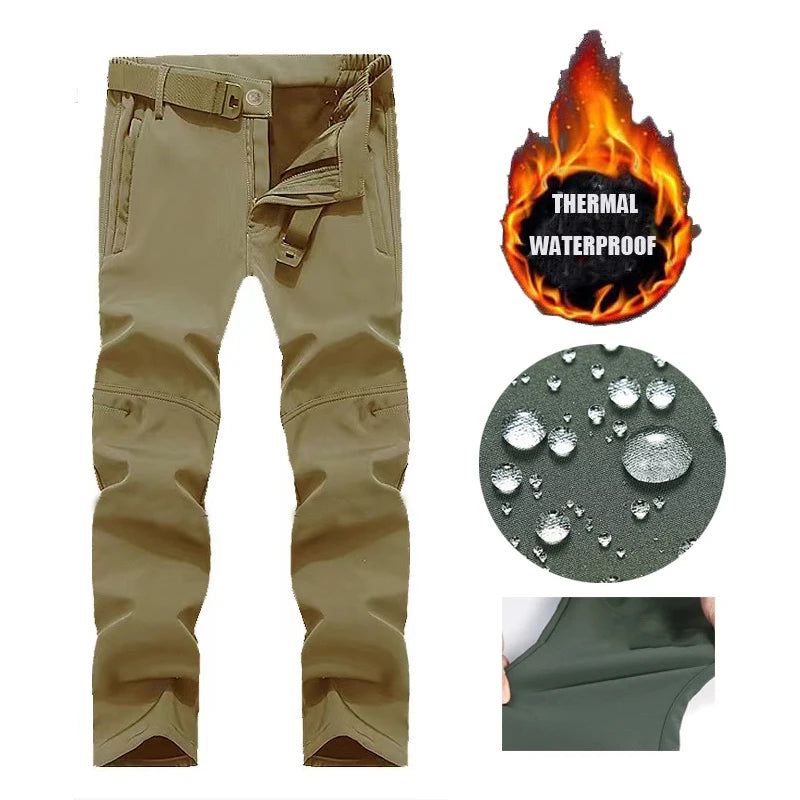 Men Military Autumn Winter Sharkskin Elastic Camping Hiking Trekking Climbing Hunting Pants Outdoor Tactical Cargo Trousers