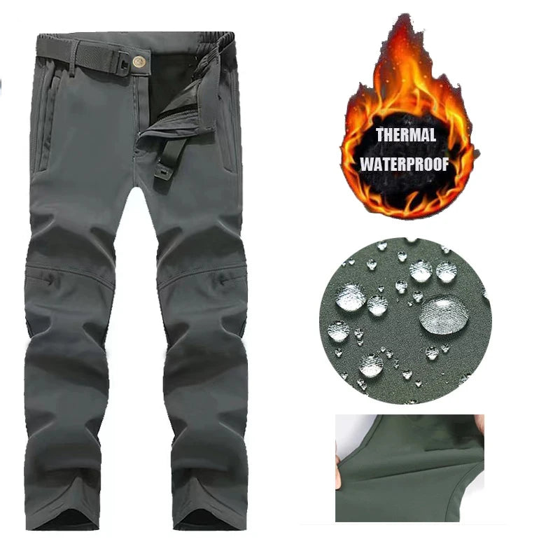 Men Military Autumn Winter Sharkskin Elastic Camping Hiking Trekking Climbing Hunting Pants Outdoor Tactical Cargo Trousers