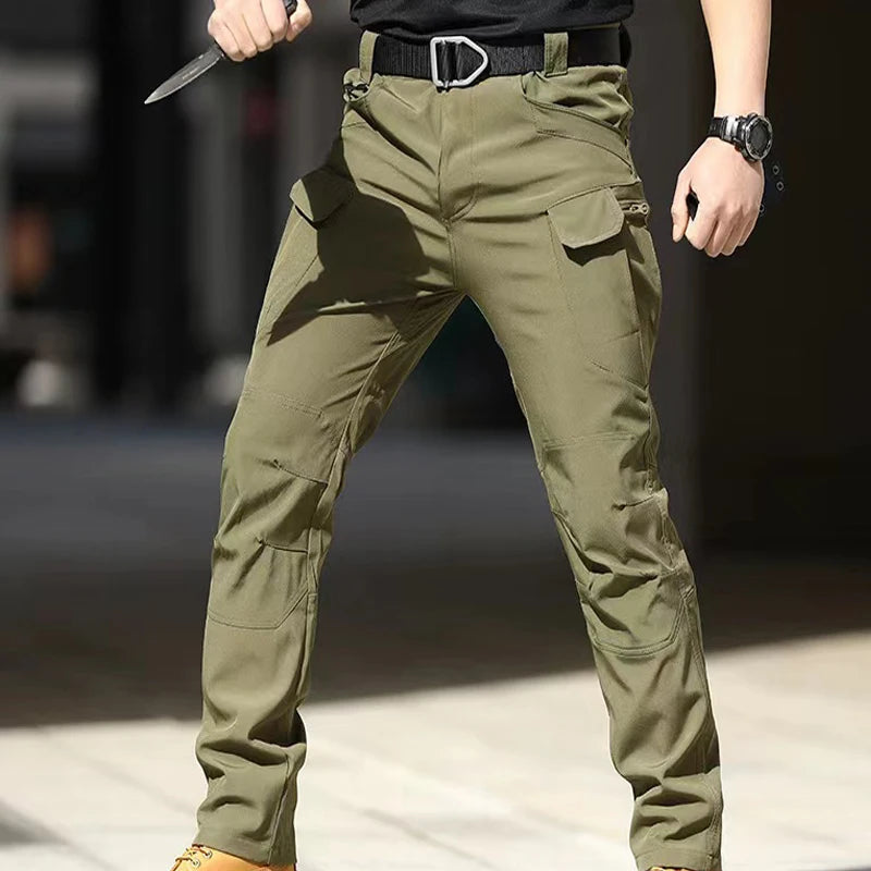 Men M-5XL Autumn Spring Sharskin Elastic Camping Hiking Trekking Finshing Hunting Pants Outdoor Cycling Tactical Cargo Trousers