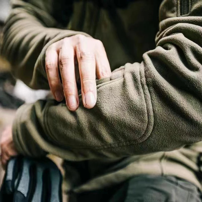 Men's Military Winter Autumn Tactical Fleece Jackets Warm Polar Outdoor Coat Cargo Casual Hiking Camping Trekking Climbing