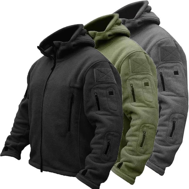 Men's Military Winter Autumn Tactical Fleece Jackets Warm Polar Outdoor Coat Cargo Casual Hiking Camping Trekking Climbing