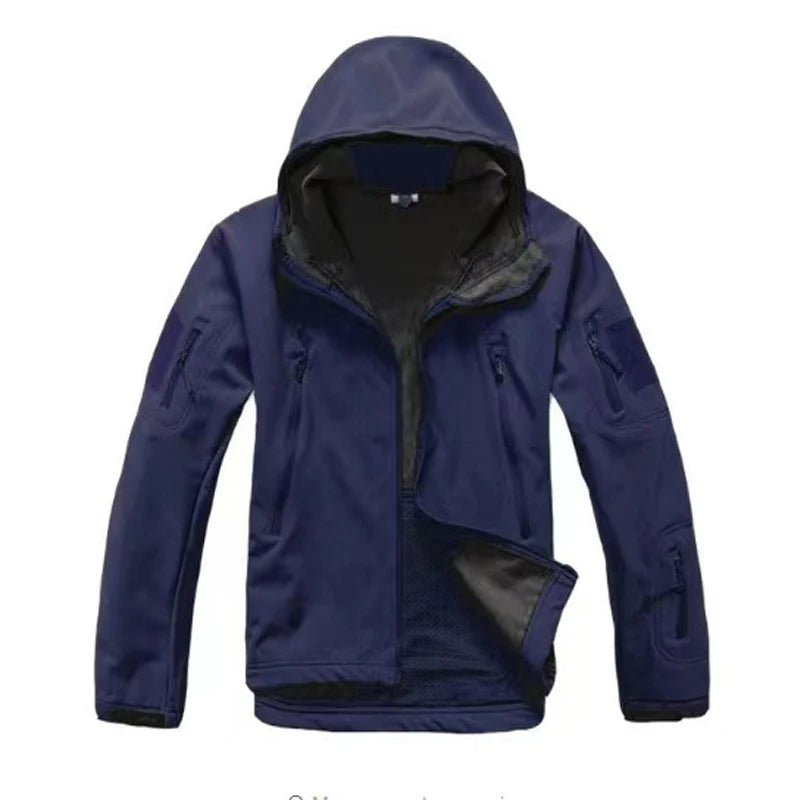 Men's Military Tactical Winter Autumn Warm Softshell Fleece Hood Cargo Jackets Camping Hiking Climbing Hunting Fishing Outdoor