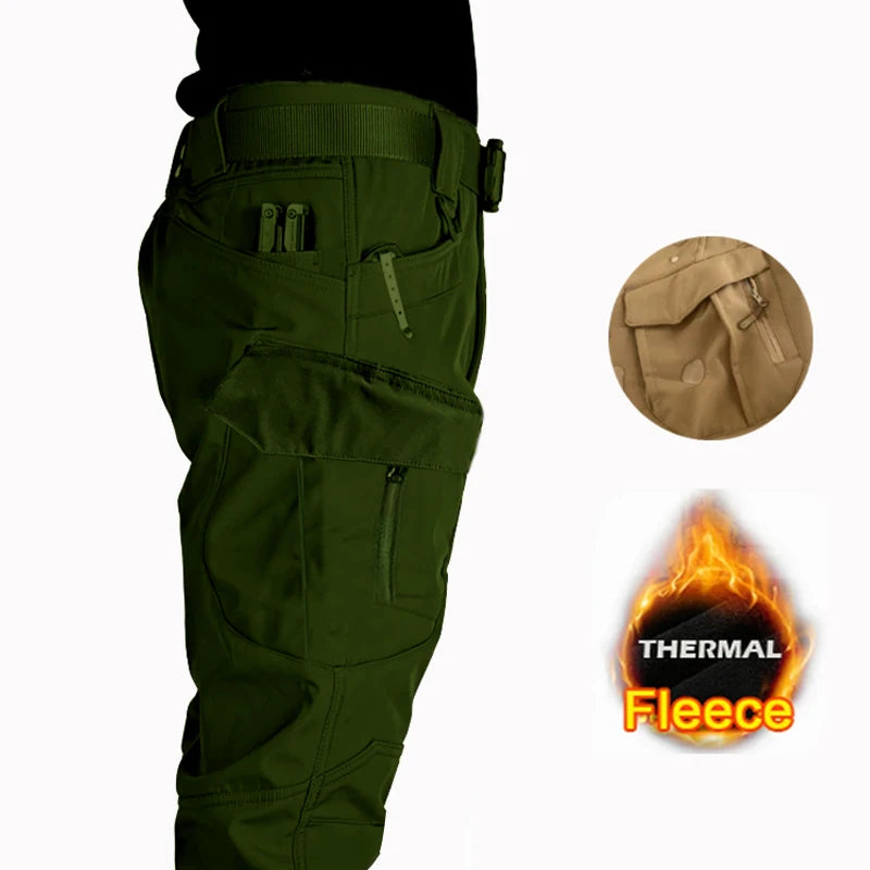 Men Military Autumn Winter Sharkskin Elastic Camping Hiking Trekking Climbing Hunting Pants Outdoor Tactical Cargo Trousers