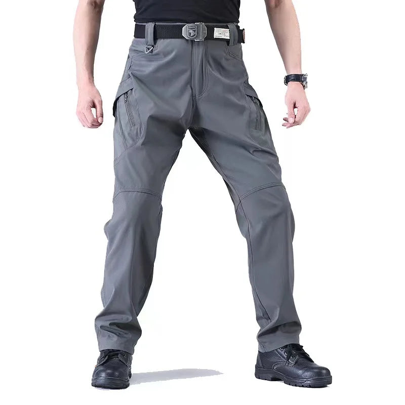 Mens Spring Autumn Running Climbing Trekking Sharkskin Elastic Hiking City Cargo Pants Hunting Camping Tatical Military Trousers
