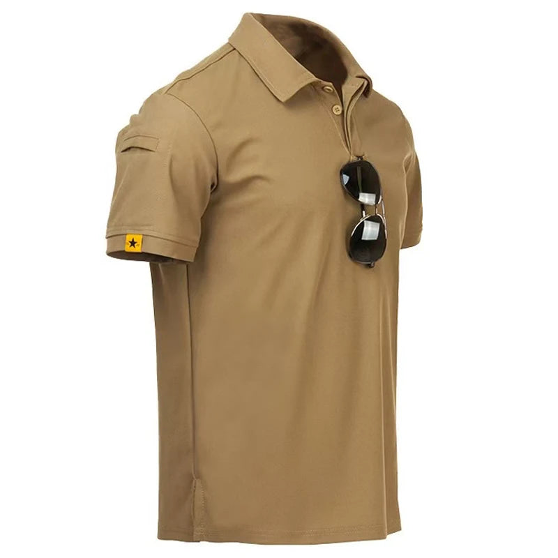 Mens Summer Breathable Cargo Quick Dry Tactical T-Shirt Hiking Camping Casual Running Climbing Pullerovers Military Tops