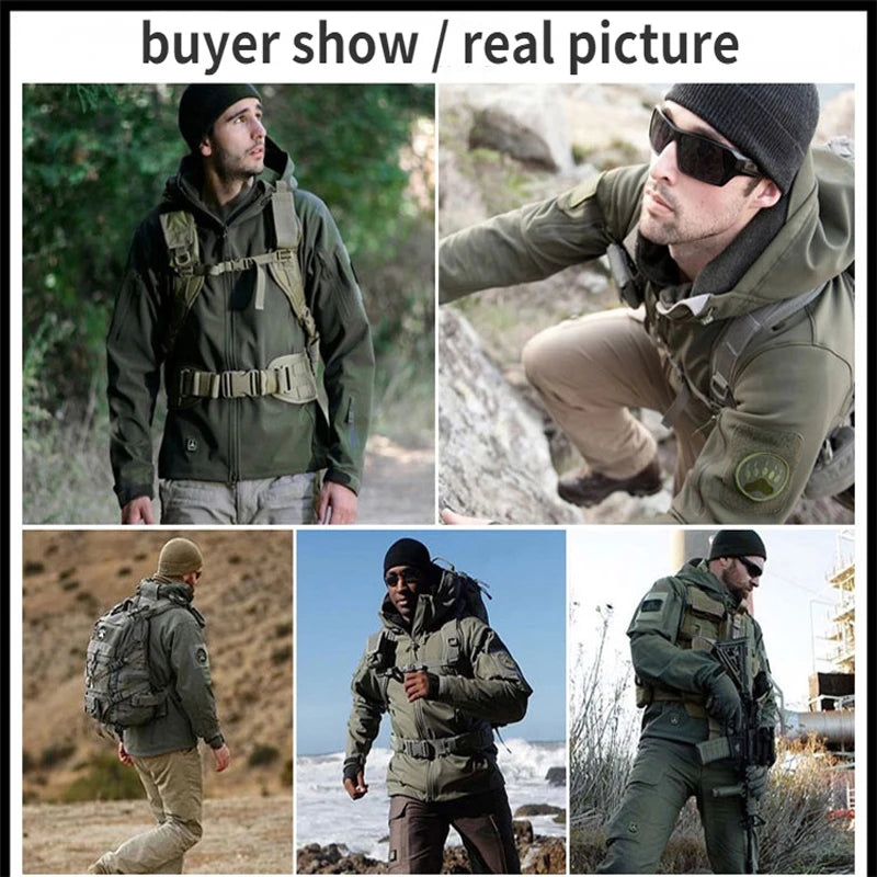Men Military Autumn Winter Sharkskin Elastic Camping Hiking Trekking Climbing Hunting Pants Outdoor Tactical Cargo Trousers