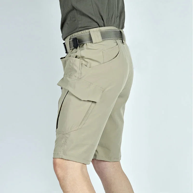 Men Summer Softshell Elastic Short Pants Multi-Pockets Tactical Cargo Military Hiking Camping Climbing Casual Trousers Sportwear