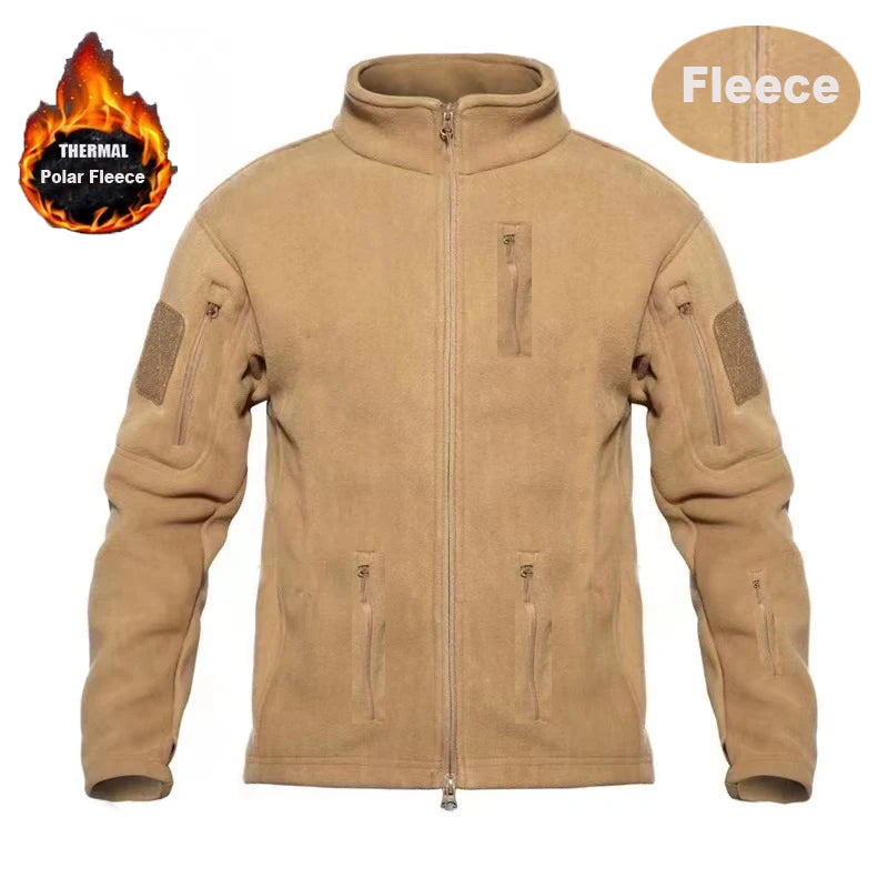 Men's Winter Polar Fleece Tactical Jackets Warm Outdoor Stand Collar Coat Multi-Pocket Casual Hiking Camping Trekking Climbing