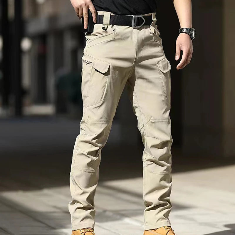 Men M-5XL Autumn Spring Sharskin Elastic Camping Hiking Trekking Finshing Hunting Pants Outdoor Cycling Tactical Cargo Trousers