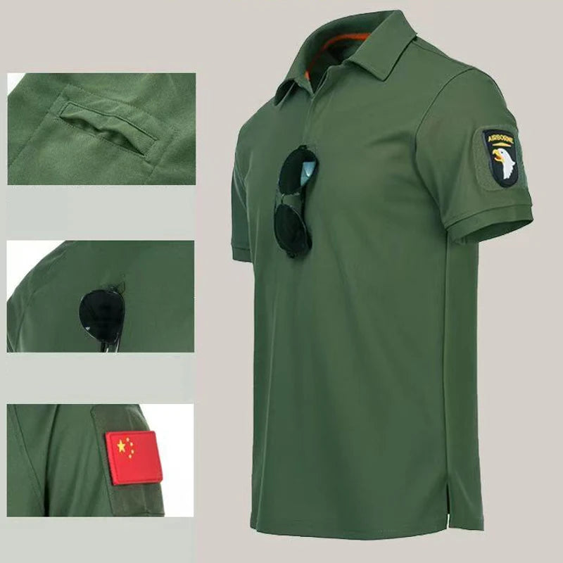 Men's Summer Camping Hiking Trekking Breathable Pullover Quick Dry Tactical Combat T-shirt Climbing Tees Casual Cargo Shirts