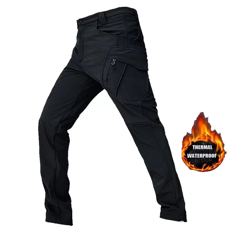 Men Military Autumn Winter Sharkskin Elastic Camping Hiking Trekking Climbing Hunting Pants Outdoor Tactical Cargo Trousers