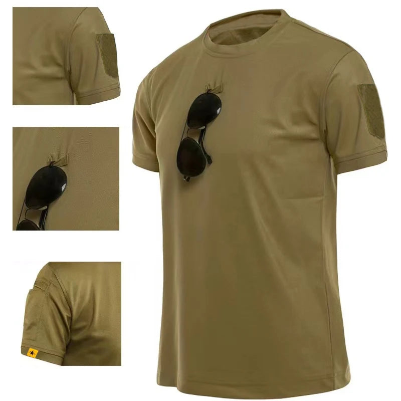 Men's Summer Quick Dry T-shirt Camping Hiking Trekking Fishing Breathable Pullover Climbing Tees Casual Cargo Trainning Shirts