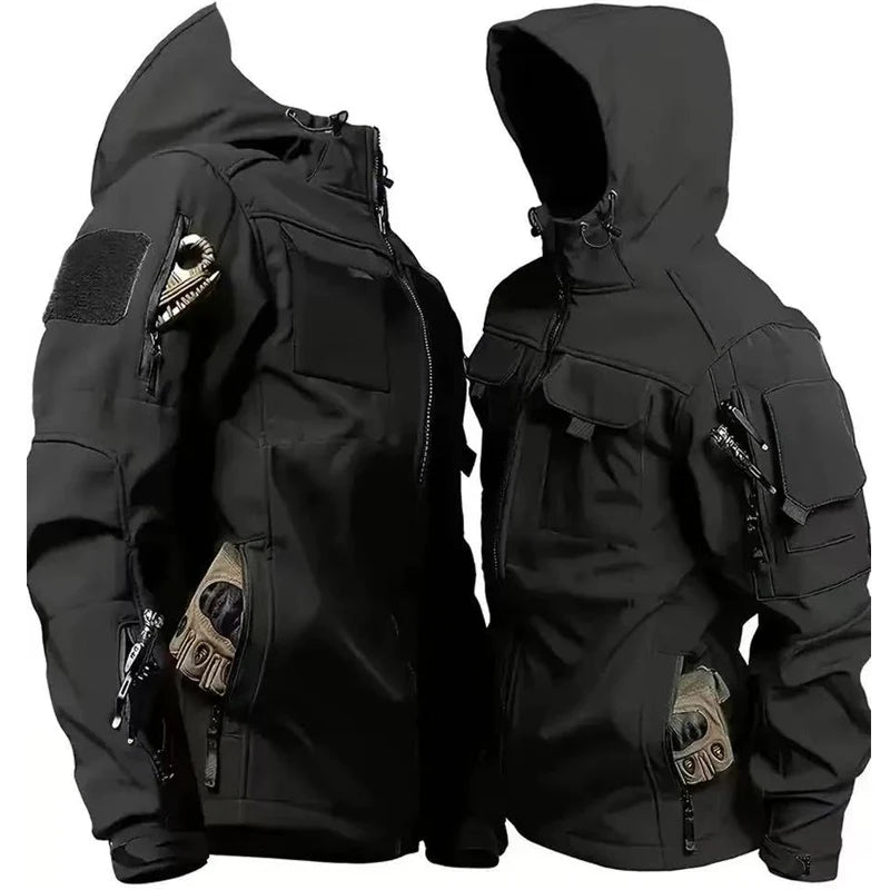 Tactical Waterproof Men SoftShell Fleece Jackets Autumn Winter Cargo Combat Windbreak Warm Multi Pocket Outdoors Camping Hiking
