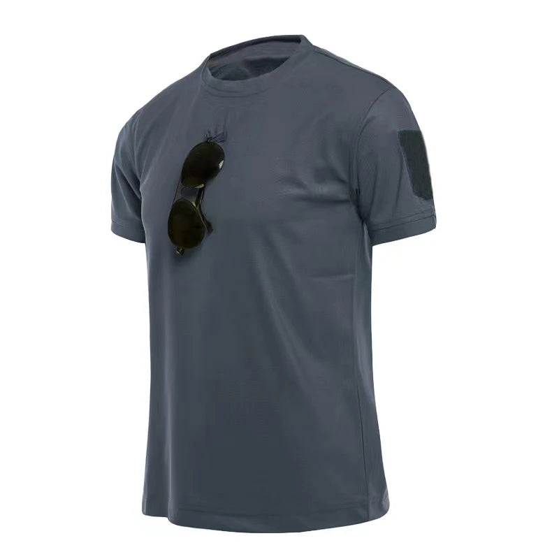 Mens Summer Breathable Cargo Quick Dry Tactical T-Shirt Hiking Camping Casual Running Climbing Pullerovers Military Tops