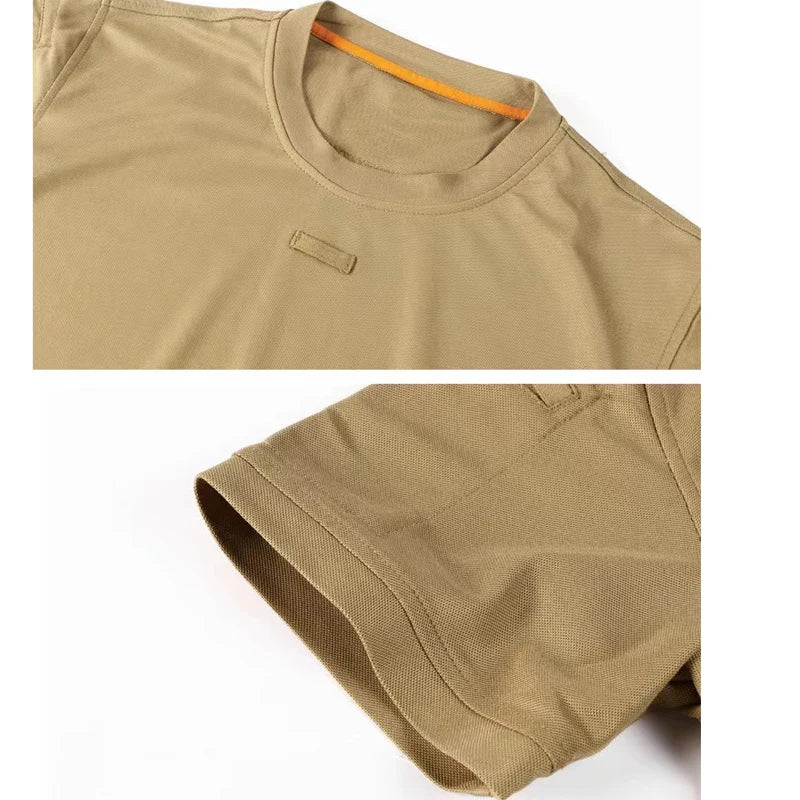 Men's Summer Camping Hiking Trekking Breathable Pullover Quick Dry Tactical Combat T-shirt Climbing Tees Casual Cargo Shirts