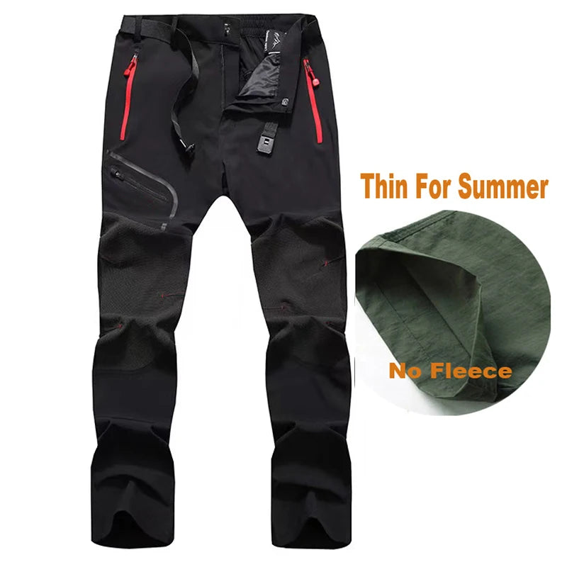 Men's Summer Plus SizeSoftshell Elastic Camping Hiking Trekking Fishing Hunting Pants Outdoor Cycling Tactical Cargo Trousers