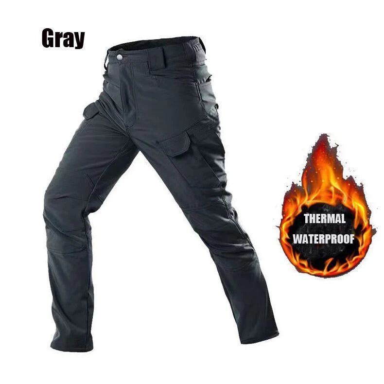 Men Military Autumn Winter Sharkskin Elastic Camping Hiking Trekking Climbing Hunting Pants Outdoor Tactical Cargo Trousers