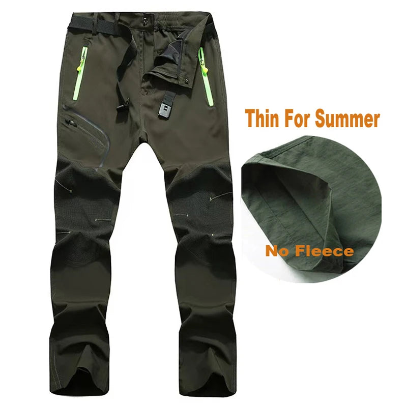 Men's Summer Plus SizeSoftshell Elastic Camping Hiking Trekking Fishing Hunting Pants Outdoor Cycling Tactical Cargo Trousers