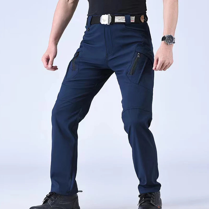 Men M-5XL Autumn Spring Sharskin Elastic Camping Hiking Trekking Finshing Hunting Pants Outdoor Cycling Tactical Cargo Trousers