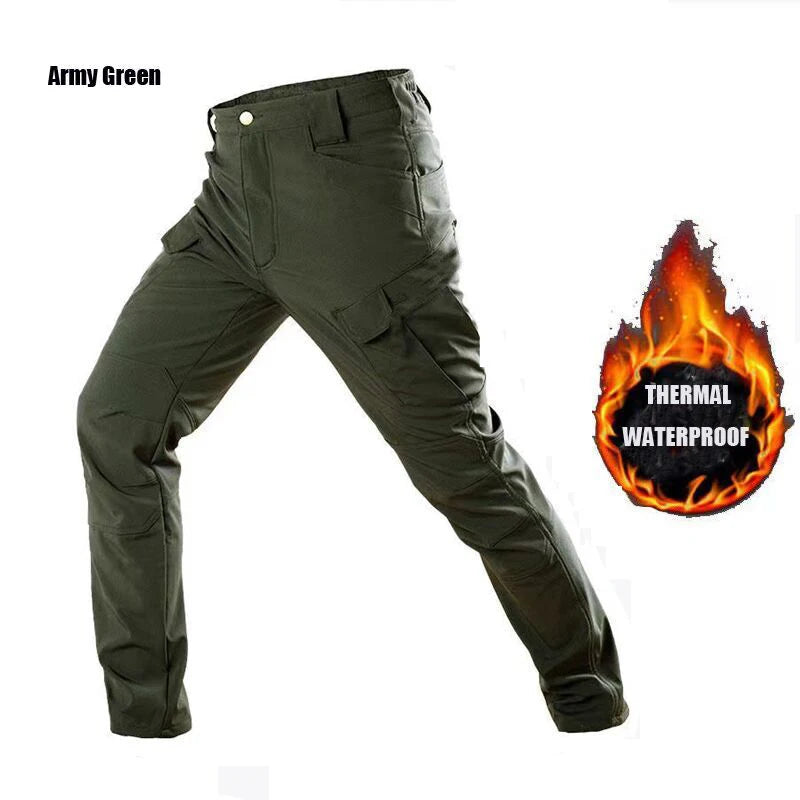 Men Military Autumn Winter Sharkskin Elastic Camping Hiking Trekking Climbing Hunting Pants Outdoor Tactical Cargo Trousers