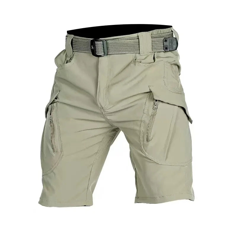 Men Summer Softshell Elastic Short Pants Multi-Pockets Tactical Cargo Military Hiking Camping Climbing Casual Trousers Sportwear