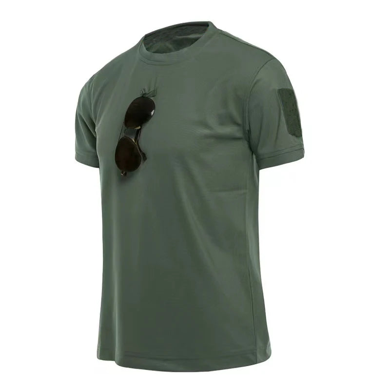 Mens Summer Breathable Cargo Quick Dry Tactical T-Shirt Hiking Camping Casual Running Climbing Pullerovers Military Tops