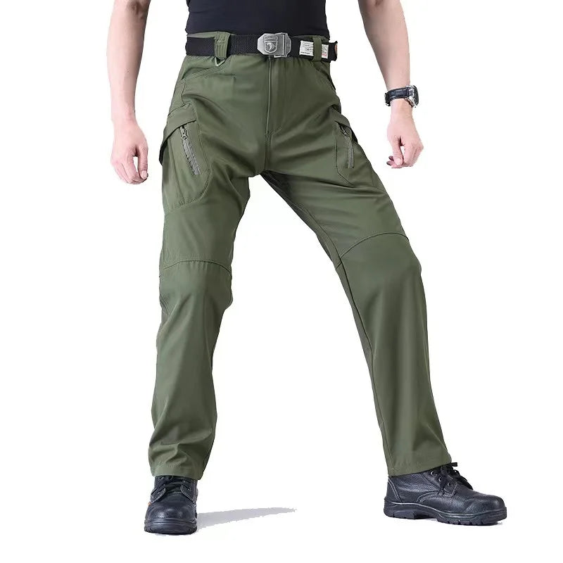 Mens Spring Autumn Running Climbing Trekking Sharkskin Elastic Hiking City Cargo Pants Hunting Camping Tatical Military Trousers