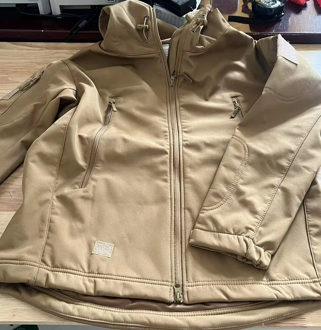 Men's Military Tactical Winter Autumn Warm Softshell Fleece Hood Cargo Jackets Camping Hiking Climbing Hunting Fishing Outdoor