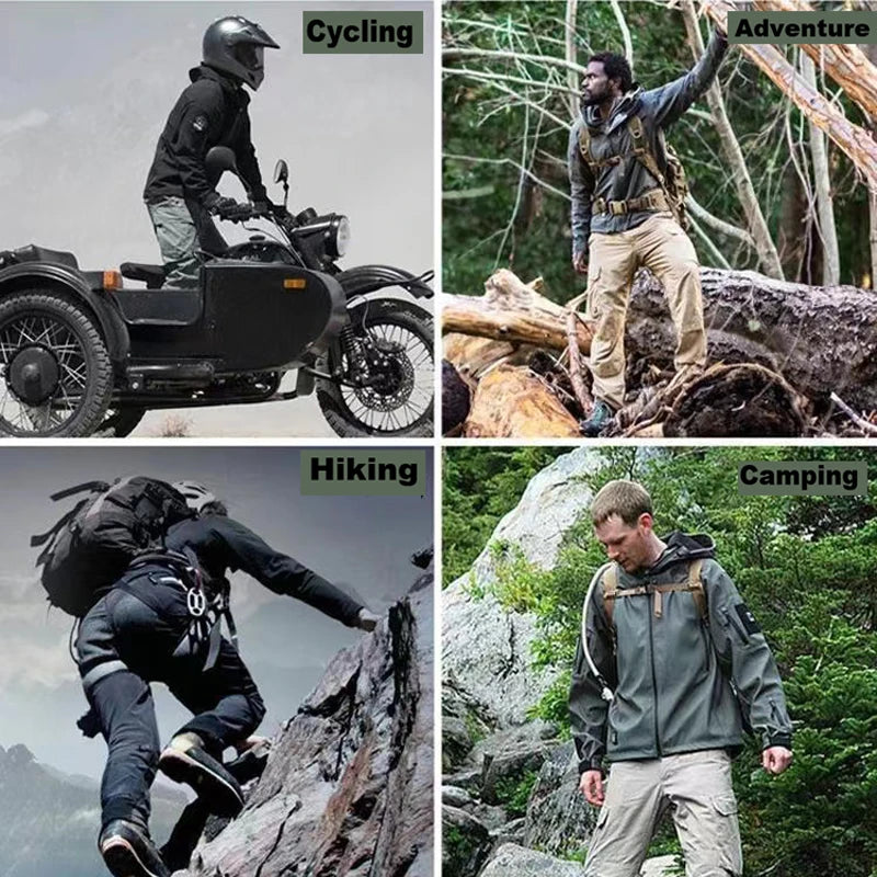 Men Military Tactical Winter Autumn Warm Sharkskin Fleece Hood Cargo Jackets Camping Hiking Climbing Hunting Outdoor Waterproof