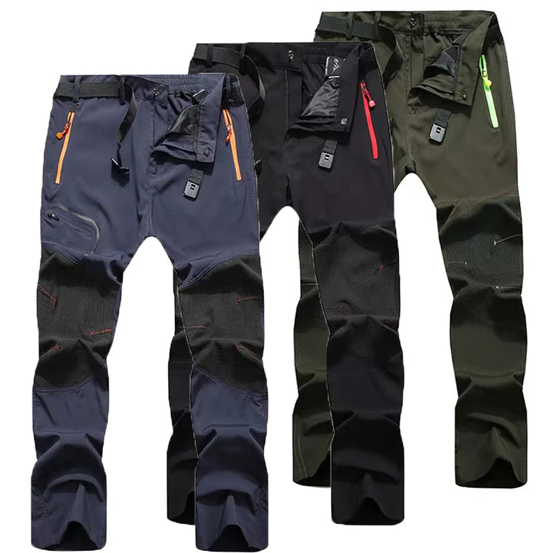 Men's Summer Plus SizeSoftshell Elastic Camping Hiking Trekking Fishing Hunting Pants Outdoor Cycling Tactical Cargo Trousers