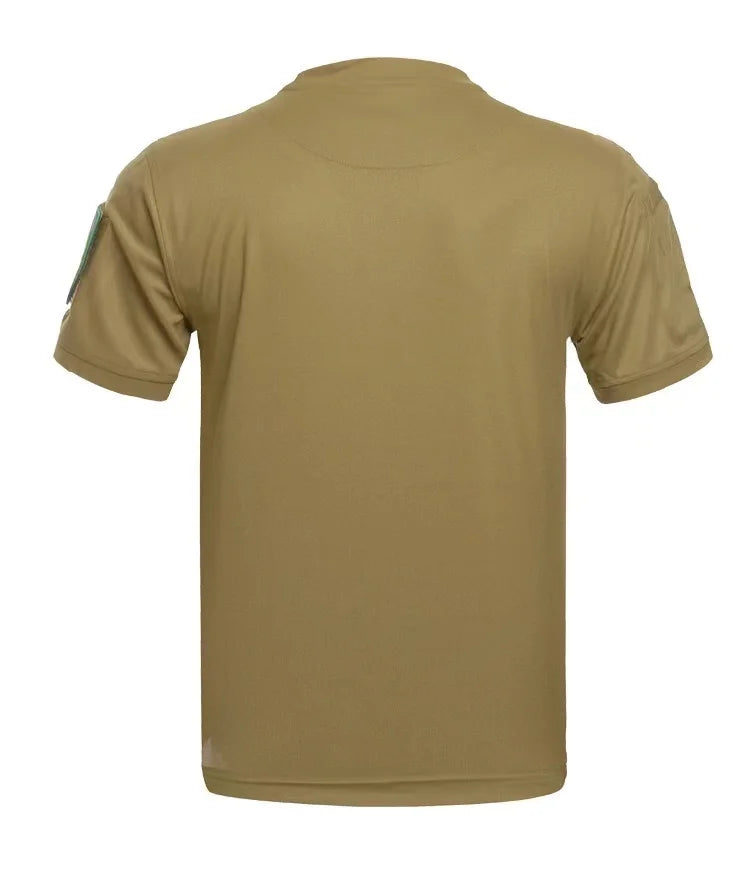 Mens Summer Breathable Cargo Quick Dry Tactical T-Shirt Hiking Camping Casual Running Climbing Pullerovers Military Tops