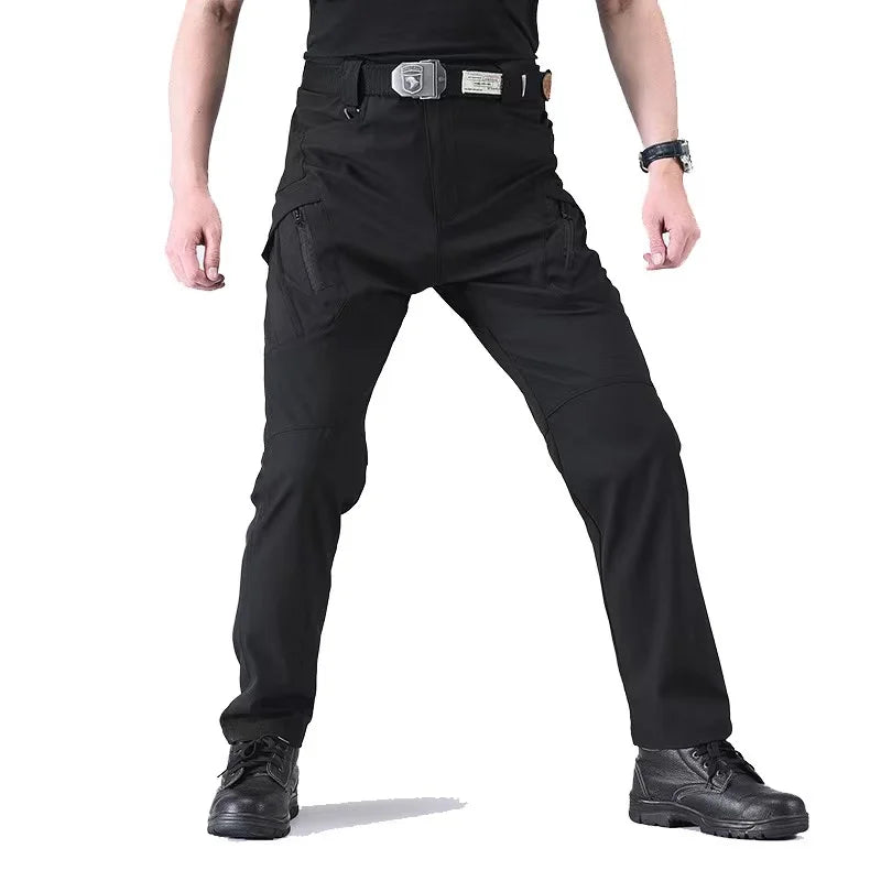 Mens Spring Autumn Running Climbing Trekking Sharkskin Elastic Hiking City Cargo Pants Hunting Camping Tatical Military Trousers