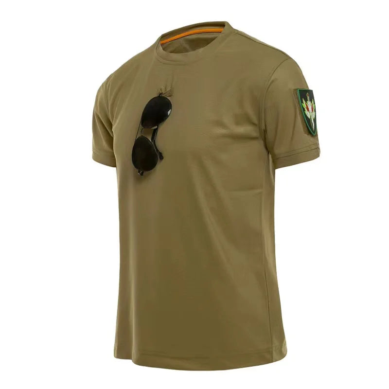 Men's Summer Camping Hiking Trekking Breathable Pullover Quick Dry Tactical Combat T-shirt Climbing Tees Casual Cargo Shirts