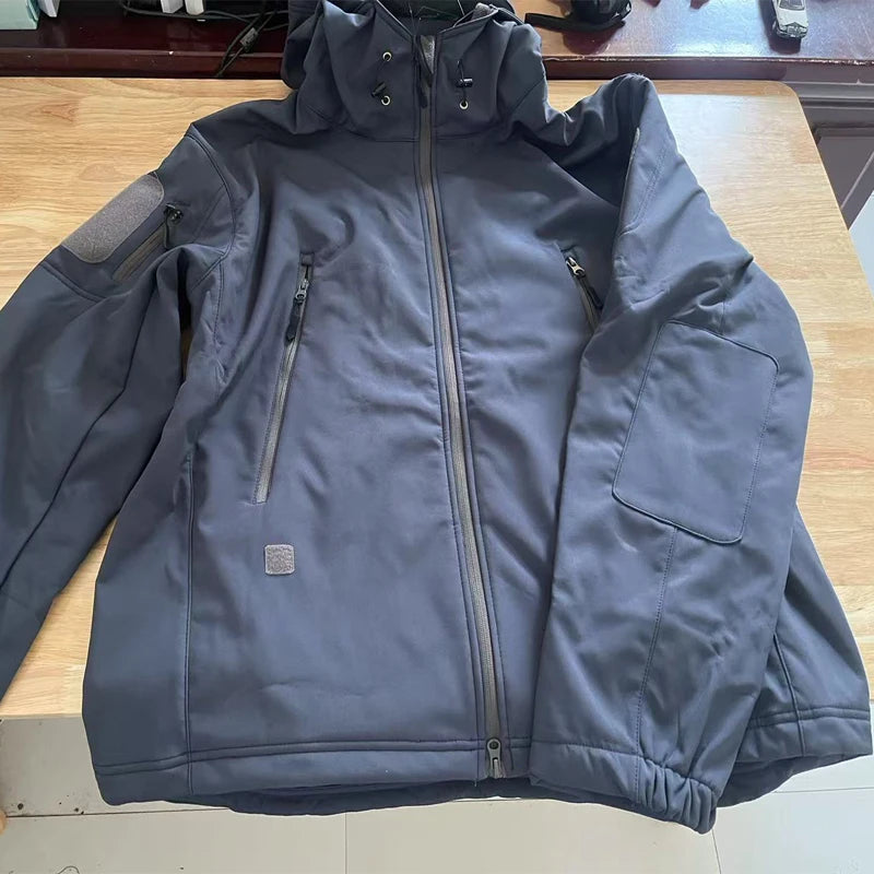 Men's Military Tactical Winter Autumn Warm Softshell Fleece Hood Cargo Jackets Camping Hiking Climbing Hunting Fishing Outdoor