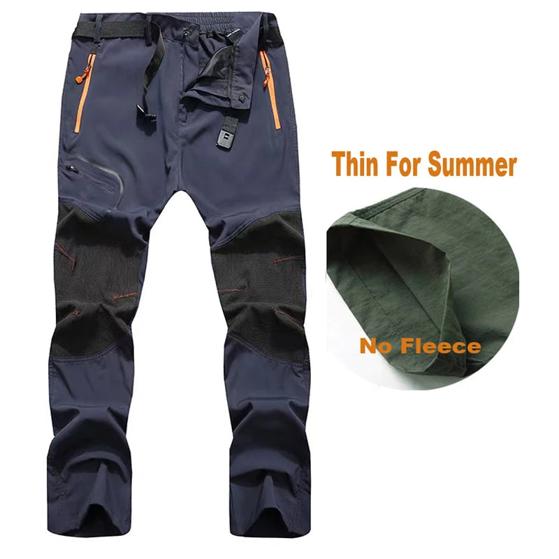 Men's Summer Plus SizeSoftshell Elastic Camping Hiking Trekking Fishing Hunting Pants Outdoor Cycling Tactical Cargo Trousers