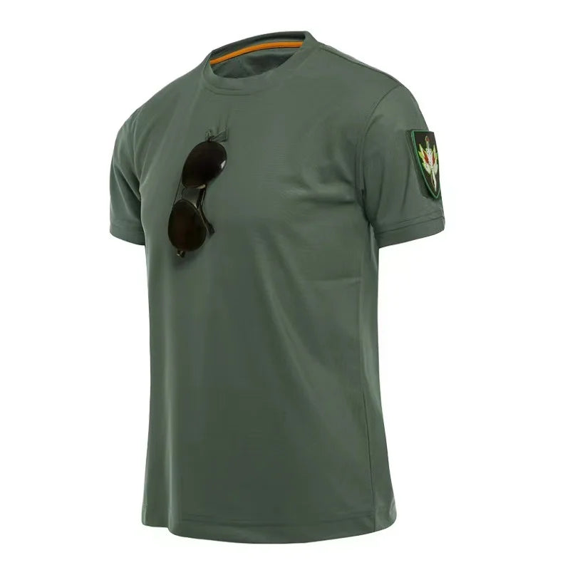 Men's Summer Camping Hiking Trekking Breathable Pullover Quick Dry Tactical Combat T-shirt Climbing Tees Casual Cargo Shirts