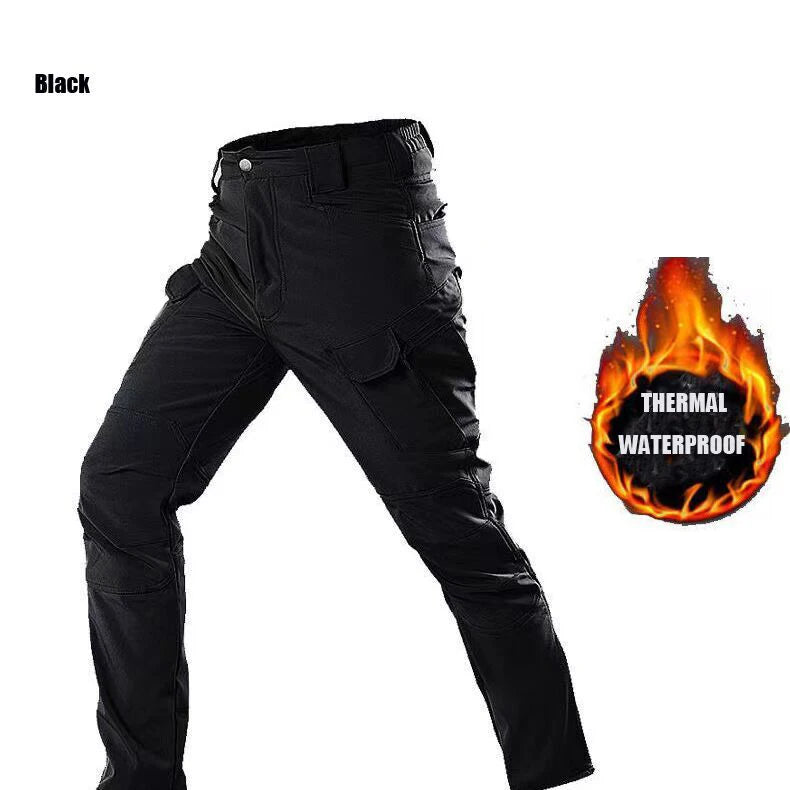 Men Military Autumn Winter Sharkskin Elastic Camping Hiking Trekking Climbing Hunting Pants Outdoor Tactical Cargo Trousers