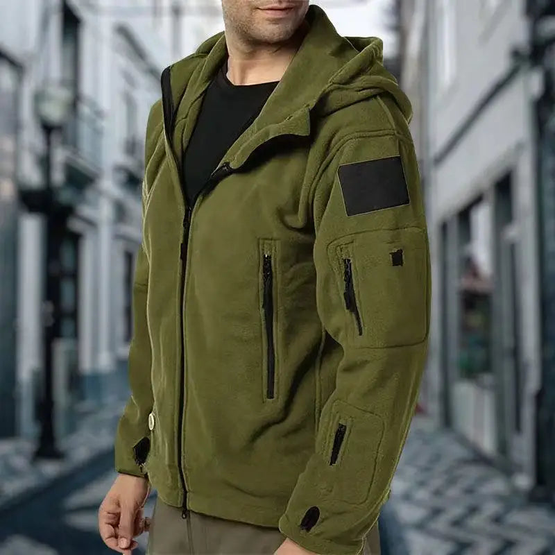 Men's Military Winter Autumn Tactical Fleece Jackets Warm Polar Outdoor Coat Cargo Casual Hiking Camping Trekking Climbing