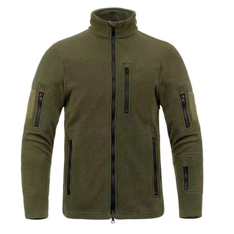 Men's Winter Polar Fleece Tactical Jackets Warm Outdoor Stand Collar Coat Multi-Pocket Casual Hiking Camping Trekking Climbing